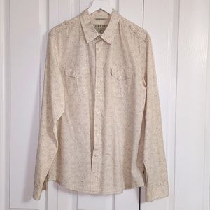 Guess long sleeve button up shirt. Cream with floral design. XL